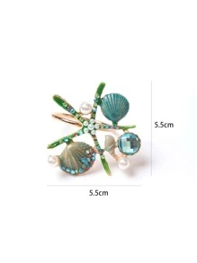 2 Chiếc Ngọc Trai Giả & Đá Trang Trí Vòng Khăn Ăn Boho Hợp Kim Kẽm Sao Biển Trang Trí Khăn Ăn Giá Đỡ Nhẫn Cho Bàn Ăn, Bàn Làm Việc - Nhiều màu - Xem 2