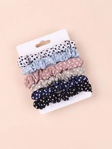 6 cái Bé Gái Mới Biết Đi Polka Chấm Scrunchie - Nhiều màu - Xem 2