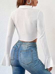 SHEIN EZwear Flounce Sleeve Asymmetrical Hem Tee