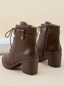 Fall/Winter 2025 Style With Cardigan,Women Tie Back Chunky Boots, Perfect With Cardigan Elegant Point Toe Middle Heel Sock Boots Go With Skirt