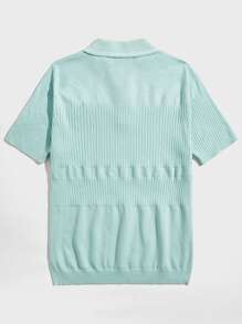 Manfinity Hombres Top con cremallera cuarta tejido de canalé - Azul menta - Ver 2