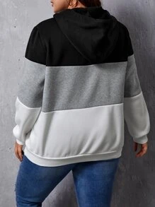 SHEIN EZwear 大碼撞色抽繩連帽衫