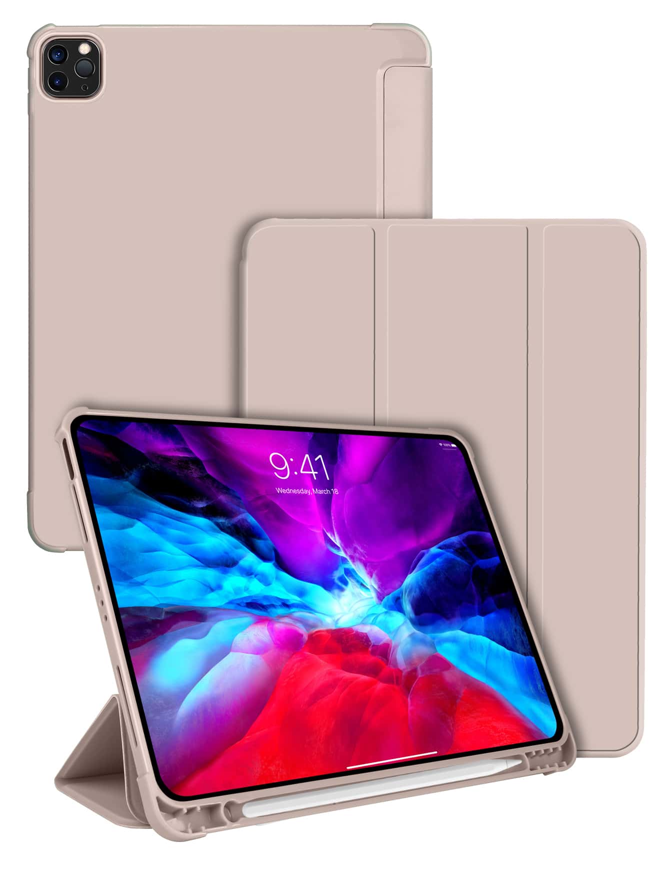 纯色笔槽保护套，适用于 iPad Mini 4/Mini 5/Mini 6/Mini 7/Air/Air 2/9.7/10.2/10.5/Air 4/Air 5/Pro 11 英寸/第十代/Air 11 英寸 (M2)-2024/Air 13 英寸 (M2)-2024/Pro 11 英寸 (M4)-2024/Pro 13 英寸 (M4)-2024/Air 13 英寸 (M3)-2025/Air 11 英寸 (M3)-2025/(A16) 11 英寸第十一代 2025，PU 皮革 + TPU 材质