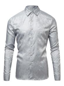 NITAGUT Men Button Placket Paisley Print Shirt - Light Grey - View 1
