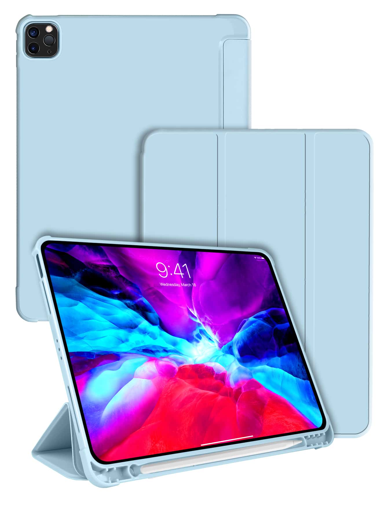 Apple iPad einfarbiges Schutzhülle mit Stifthalterung kompatibel mit iPad Mini4/Mini5/Mini6/Air