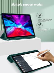 Solid Color Pencil Slot Protective Case Compatible With IPad Mini4/Mini5/Mini6/Mini7/Air/Air2/9.7/10.2/10.5/Air4/Air5/Pro11-Inch/10th Gen/Air 11-In.(M2)-2024/Air 13-In.(M2)-2024/Pro11-In.(M4)-2024/Pro13-In.(M4)-2024/IPad Air 13(M3 2025)/IPad Air 11-Inch (M3) 2025/IPad (A16) 11 Inch 11th Generation 2025 Models