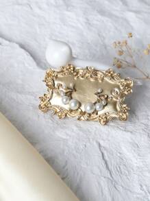 1 Pieza Rack De Almacenamiento Para Aretes Con Detalles En Forma De Pergamino, Bandeja De Exhibición De Joyería Abs Dorada Para El Hogar, Regalo Para El Día De San Valentín - Dorado - Ver 2