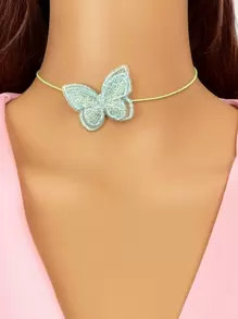 蝴蝶裝飾頸鏈 - 綠色 - 查看 1