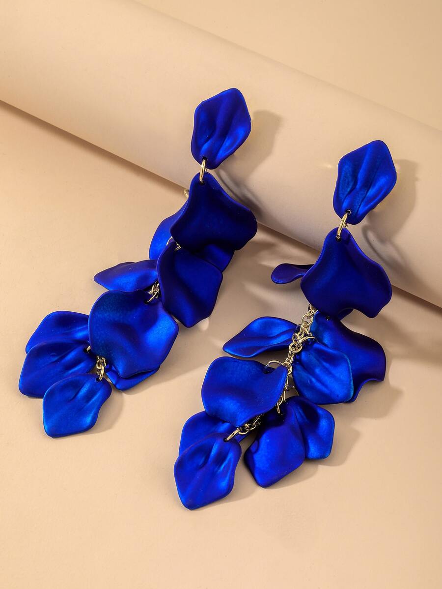 Andkiss Tiered Petal Earrings - Royal Blue - View 1