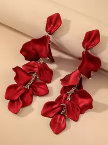 Andkiss Petal Drop Earrings - Red - View 2
