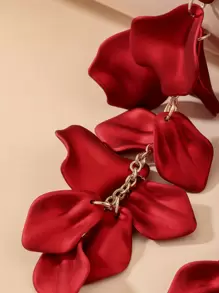 Andkiss Petal Drop Earrings - Red - View 3