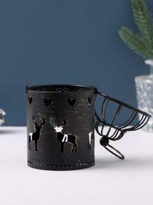 1 件北欧风格金属鹿和鸟笼设计烛台，为餐桌、圣诞装饰（不含蜡烛）、房间装饰、礼物营造浪漫氛围 - 黑色 - 查看 7