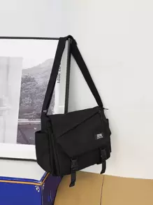 High School Students University Freshman Multifunctional Sling Bag Shoulder Bag Casual Bag Men Release Buckle Decor Flap Messenger Bag, Handbag Schoolbag For Travel,College,Outdoors,Sports,Commute Crossbody Bag Sling Bag Shoulder Bag Side Bag Square Bag For Holiday Travel Essentials Summer Gifts For Boyfriend Men Gifts - Black - View 1