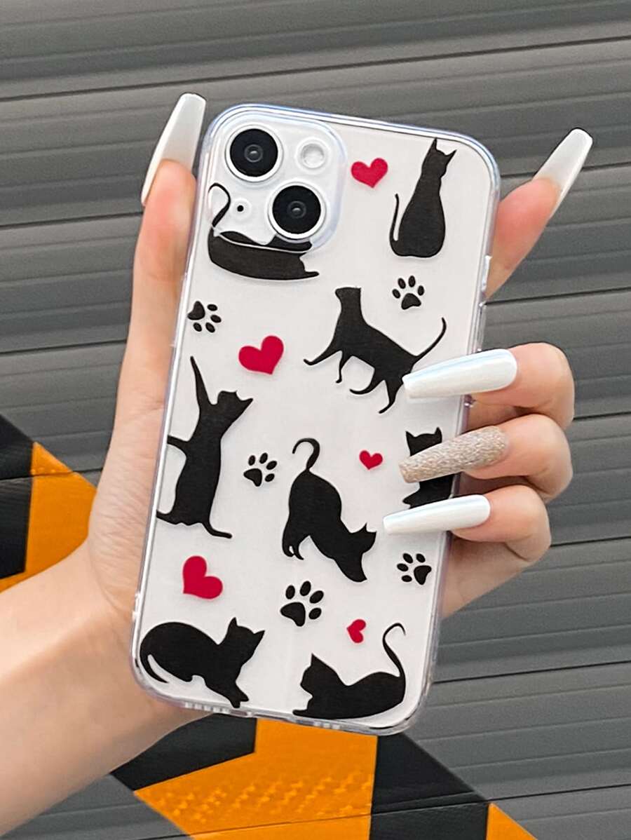 Funda de celular transparente gato de dibujos animados - Multicolor - Ver 1