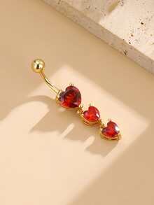 Cubic Zirconia Heart Decor Navel Belly Ring - Multicolor - View 2