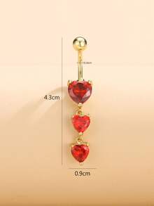 Cubic Zirconia Heart Decor Navel Belly Ring - Multicolor - View 3