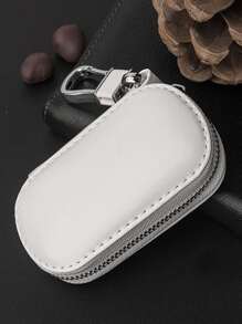 Mini Business Key Holder, Waterproof PU Leather Zipper Key Pouch, Lightweight & Minimalist Key Bag For Daily Use, Gift For Father & Men - View 1