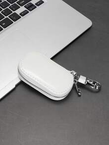 Mini Business Key Holder, Waterproof PU Leather Zipper Key Pouch, Lightweight & Minimalist Key Bag For Daily Use, Gift For Father & Men - View 2