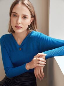 MOTF PREMIUM CASHMERE MIX TWIST SLIM JUMPER - Blue - View 5