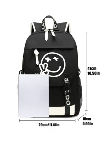 Luminous Backpack Men, Large Capacity Travel Rucksack, Daily Casual Backpack, Great (Printed Webbing Is Random) For Men Student Winter Gifts Multi-Functional Outdoor Men's Backpack Vacation Chest Bag For Men Side Bags For Men Satchel Bag Hobo Bag Hip Bag Gifts For Men Valentine Day Black Bag Travel Essentials Holiday Essentials School Bag Camping Travel Bag Stickers Summer Back To School Valentine Gifts For Men Laptop Case The Sporty Life Bag Pack Backpacks Travel Must Haves Large Bag Spring, School Supplies, School Backpack, School Bag, Backpack For School, Back To School Backpack, School Bookbag, Big Backpack, Backpack School, Back To School Bags, Waterproof, Laptop Compartment, Lightweight, Portable, Classic Casual, Cute, Boys And Men, Perfect For Back To School, First Day Of School, Elementary School