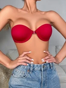 素色鋼圈抹胸文胸 - 玫瑰紅 - 查看 3