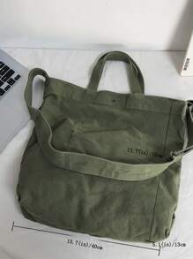 Bolso de mano con gráfico de letras para hombre, bolso de playa, bolso de compras, bolso reutilizable, bolso de lona, bolso escolar para viajes, universidad, escuela - Verde - Ver 5