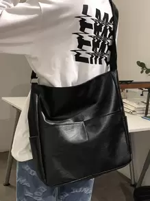 High School Students University Freshman Multifunctional Sling Bag Shoulder Bag Casual Bag Men Minimalist Crossbody Bag, Schoolbag For Travel, College, Outdoors, Sports, Tote Bag Vintage Bag Christmas Retro Bag Body Bag For Men Bag School Bag For School College Laptop Case - Black - View 1