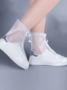 1pair Plastic Waterproof Rain Boots Cover - White - View 1