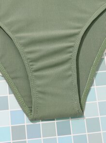 Conjunto de bikini con ribete de volantes para niña preadolescente, playa de verano - verde menta - Ver 4