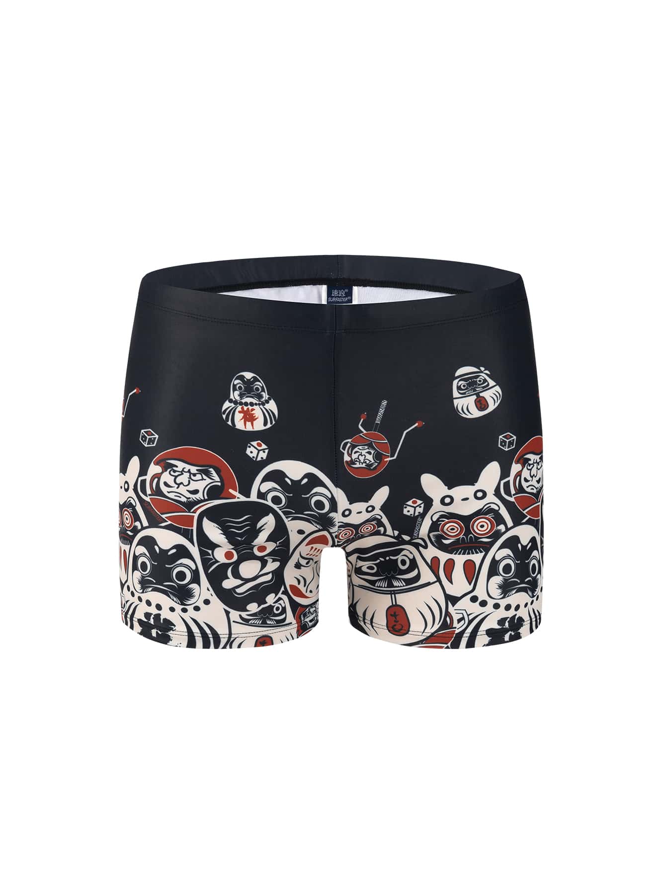 Men Cartoon Graphic Square Leg Swim Trunks - Multicolor - View 1