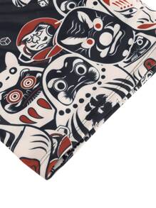 Men Cartoon Graphic Square Leg Swim Trunks - Multicolor - View 4
