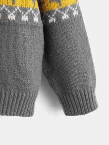 Toddler Girls Geo Pattern Turtleneck Jumper - Grey - View 3