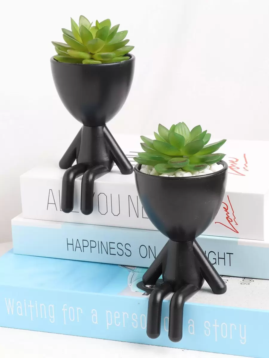 1 件逼真塑料人造多肉植物盆栽 - 现代美学绿色迷你家居装饰，适用于复活节春季婚礼花园派对桌面办公室卧室客厅装饰