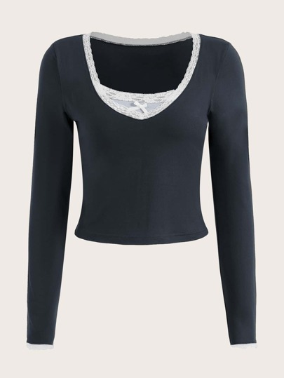 T-Shirt Court En Dentelle