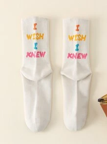 Slogan Graphic Crew Socks - Multicolor - View 2