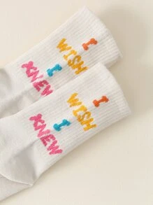 Slogan Graphic Crew Socks - Multicolor - View 4