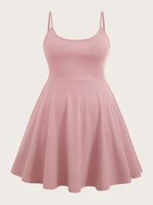SHEIN Unity Vestido de tirantes unicolor - Rosa Pálido - Ver 1