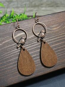 EMERY ROSE Water Drop Decor Earrings - Coffee Brown - View 1