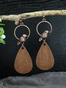 EMERY ROSE Water Drop Decor Earrings - Coffee Brown - View 2