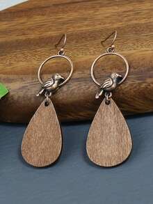 EMERY ROSE Water Drop Decor Earrings - Coffee Brown - View 3