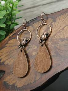 EMERY ROSE Water Drop Decor Earrings - Coffee Brown - View 4
