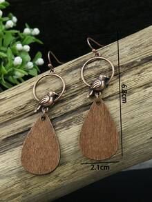 EMERY ROSE Water Drop Decor Earrings - Coffee Brown - View 6