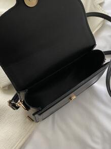 迷你極簡風格翻蓋方包 - 黑色 - 查看 5