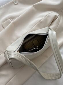 Bolso baguette con estampado de letra - Beis - Ver 5