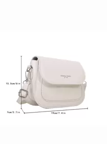 Mini Plaid Embossed Square Bag Stylish PU Leather Crossbody Bag, Solid Color Flap Shoulder Bag, Perfect Sling Bag For Daily Use - Beige - View 6