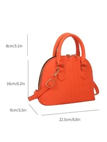 Bolso domo neón naranja de cuadros en relieve - Naranja - Ver 3
