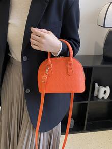 Bolso domo neón naranja de cuadros en relieve - Naranja - Ver 4