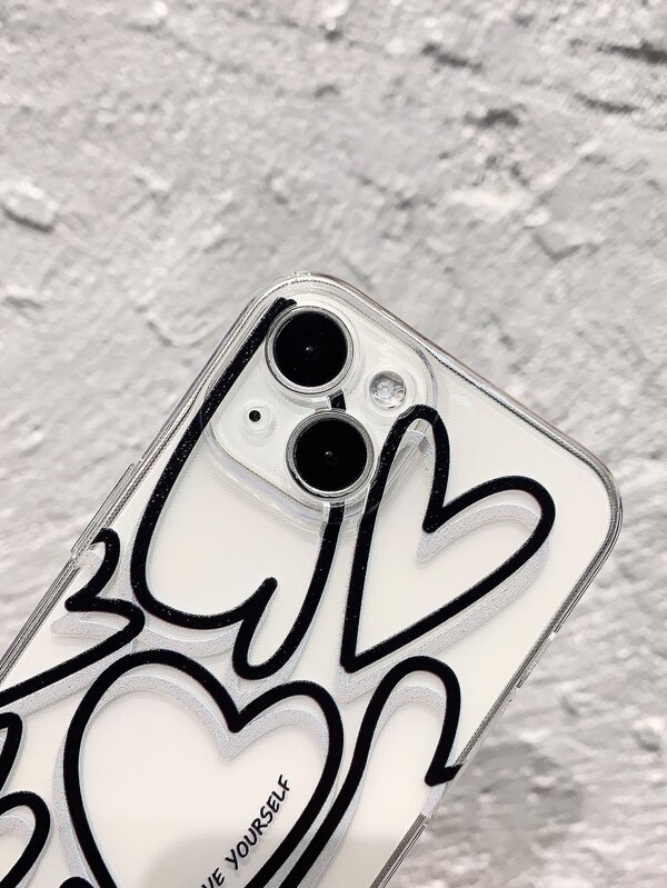 Heart Pattern Clear Phone Case SHEIN USA