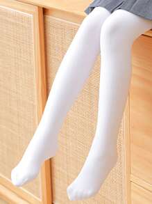2雙小女童黑色和白色素色長毛絨內襯保暖褲襪 - 彩色 - 查看 5