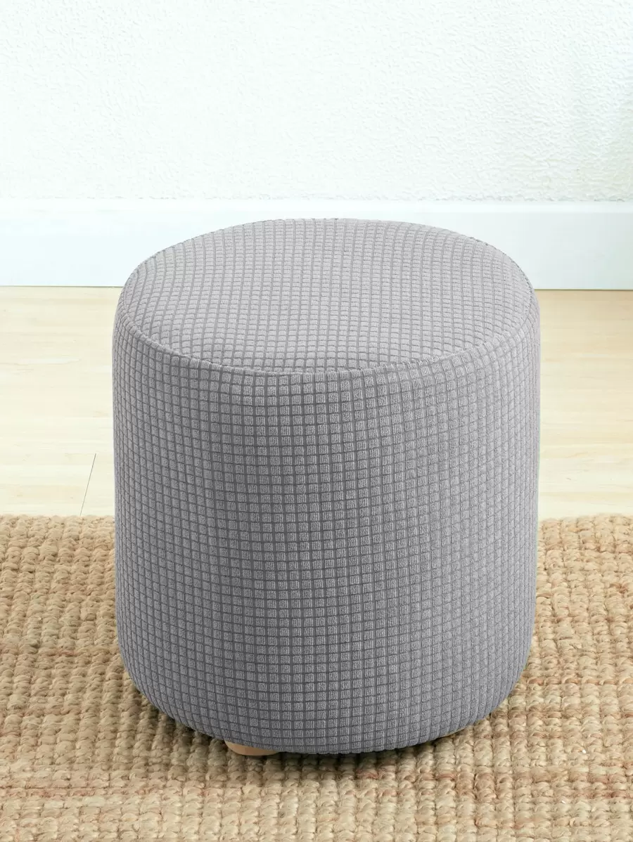 1 Pc Small Size Elastic Water Resistant Round Pouf/Ottoman Cover, For Living Room & Dining Room